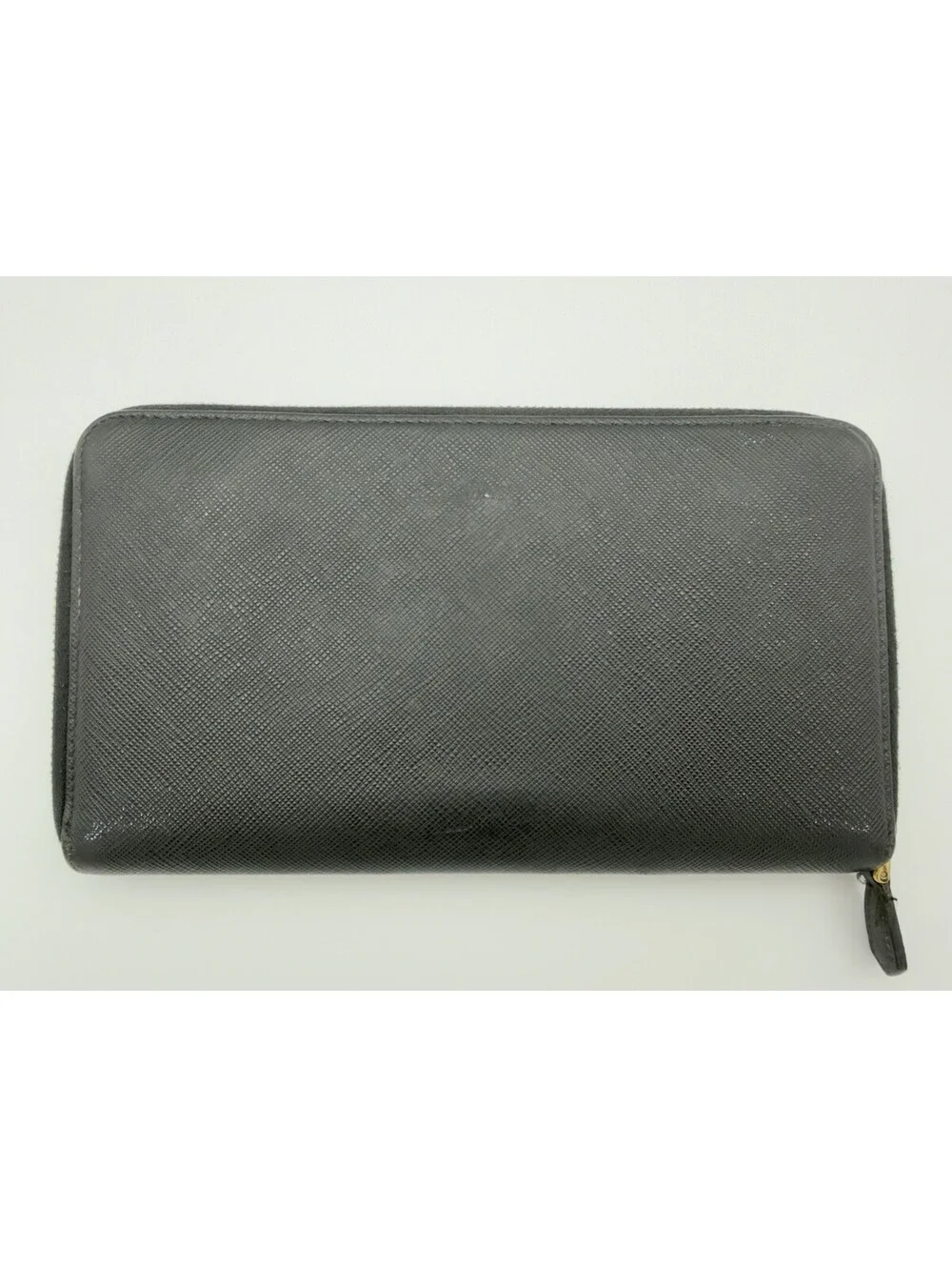 Authentic PRADA Black Saffiano Leather Zip Around Travel Organizer Long Wallet